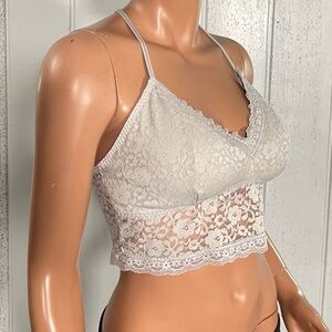 Gilly Hicks Women's Light Gray Lace Bralette Sz L